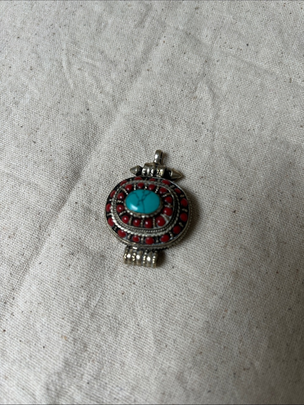 Tibetan Ghau Turquoise & Coral Beaded Sterling Silver